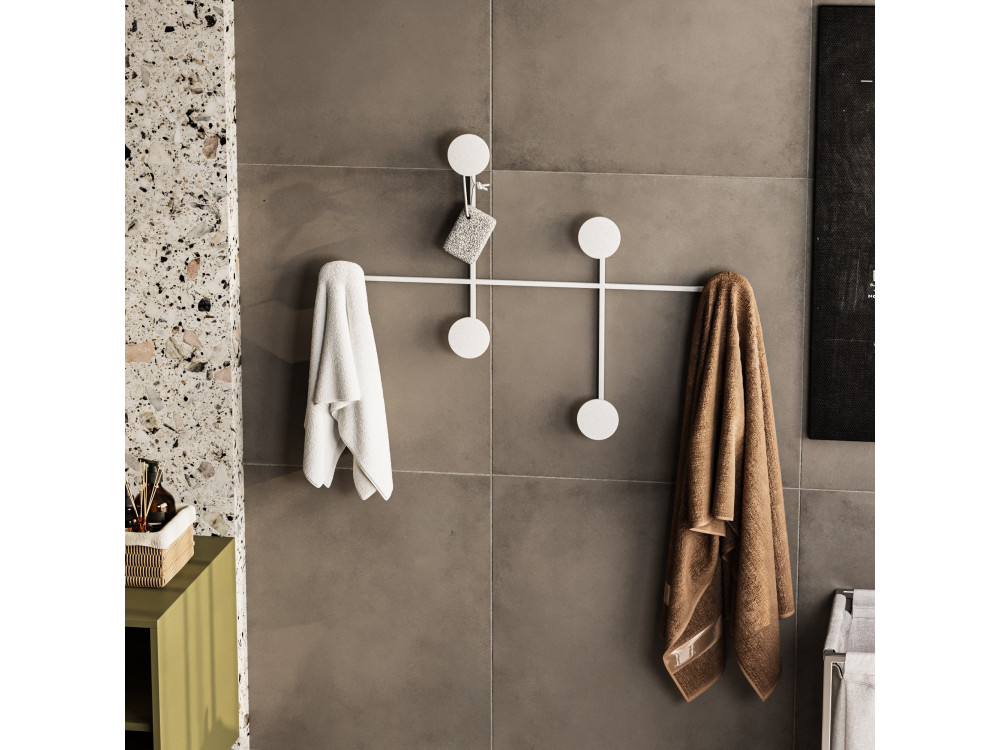 Gancio da parete in metallo "Dama" - 82 x 10 x 60 cm - Bianco