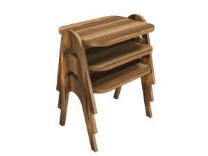 Set di 3 tavolini da caffè "Paris" in legno - 48 x 35 x 72 cm - Marrone