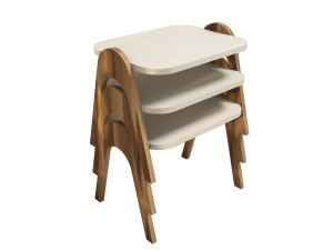Set di 3 tavolini "Paris" in legno - 48 x 35 x 72 cm - Crema