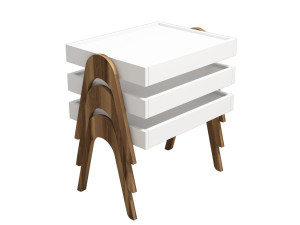 Set di 3 tavolini "Roma" in legno - 53 x 40 x 64 cm - Bianco