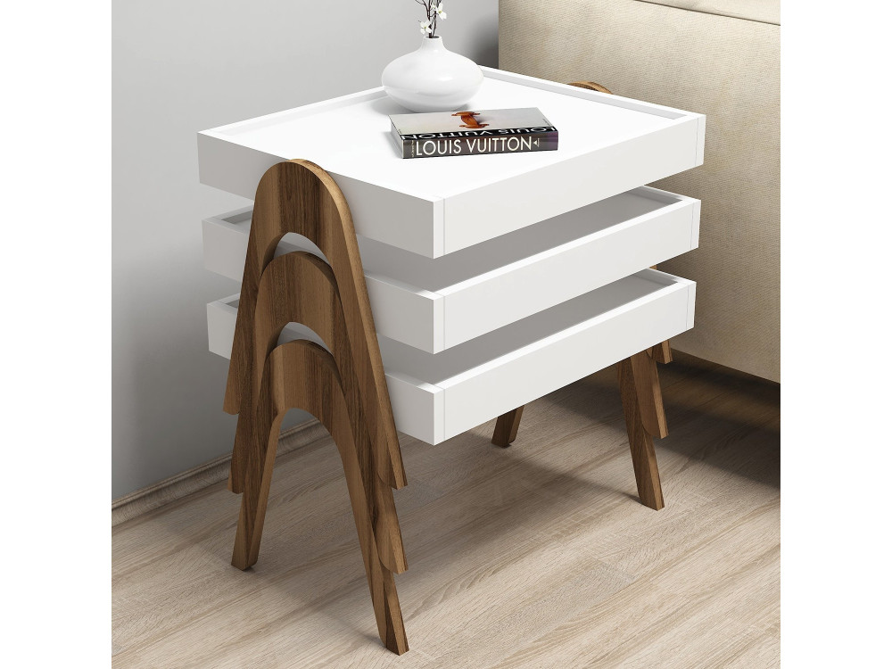 Set di 3 tavolini "Roma" in legno - 53 x 40 x 64 cm - Bianco