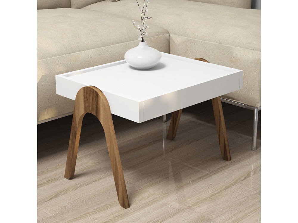 Set di 3 tavolini "Roma" in legno - 53 x 40 x 64 cm - Bianco