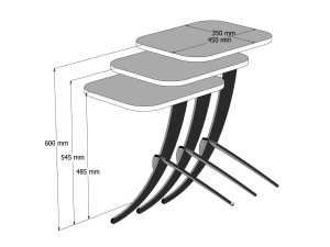 Set di 3 tavolini da caffè "Pion" in legno - 45 x 35 x 60 cm - Marrone