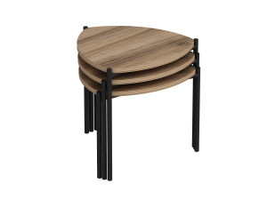 Set di 3 tavolini in legno "Lenny" - 45 x 45 x 45 cm - Marrone