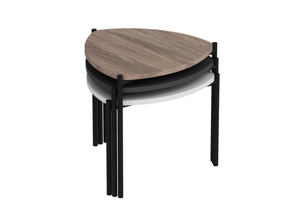 Set di 3 tavolini "Lenny" in legno - 45 x 45 x 45 cm - Multicolore
