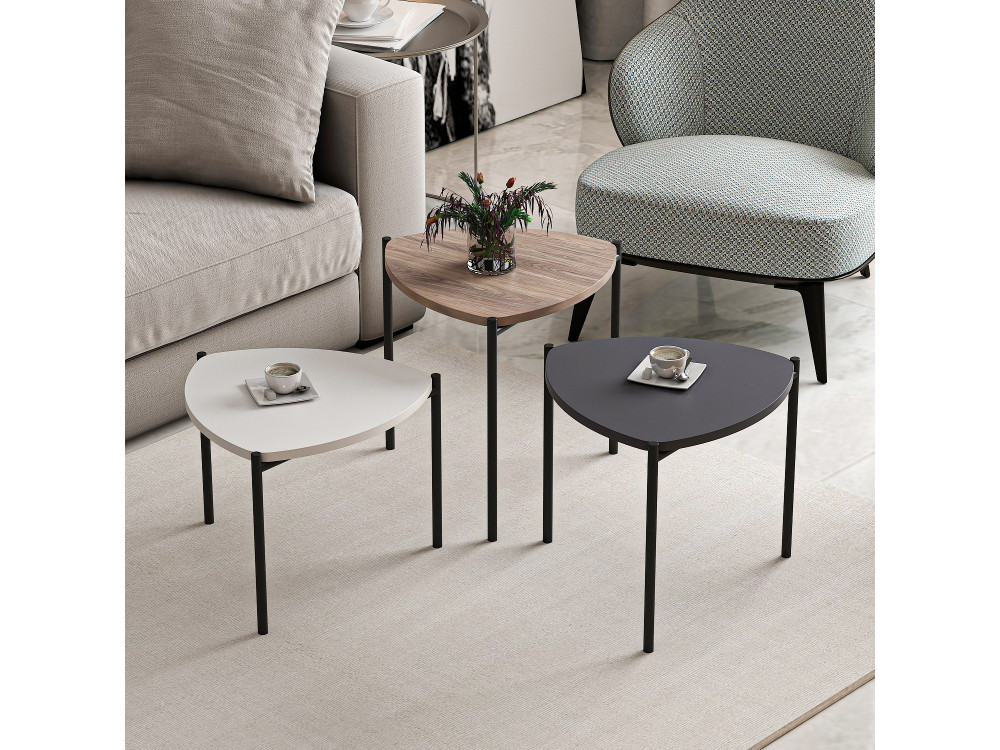 Set di 3 tavolini "Lenny" in legno - 45 x 45 x 45 cm - Multicolore