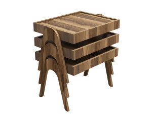 Set di 3 tavolini in legno "Roma" - 54 x 40 x 64 cm - Brown