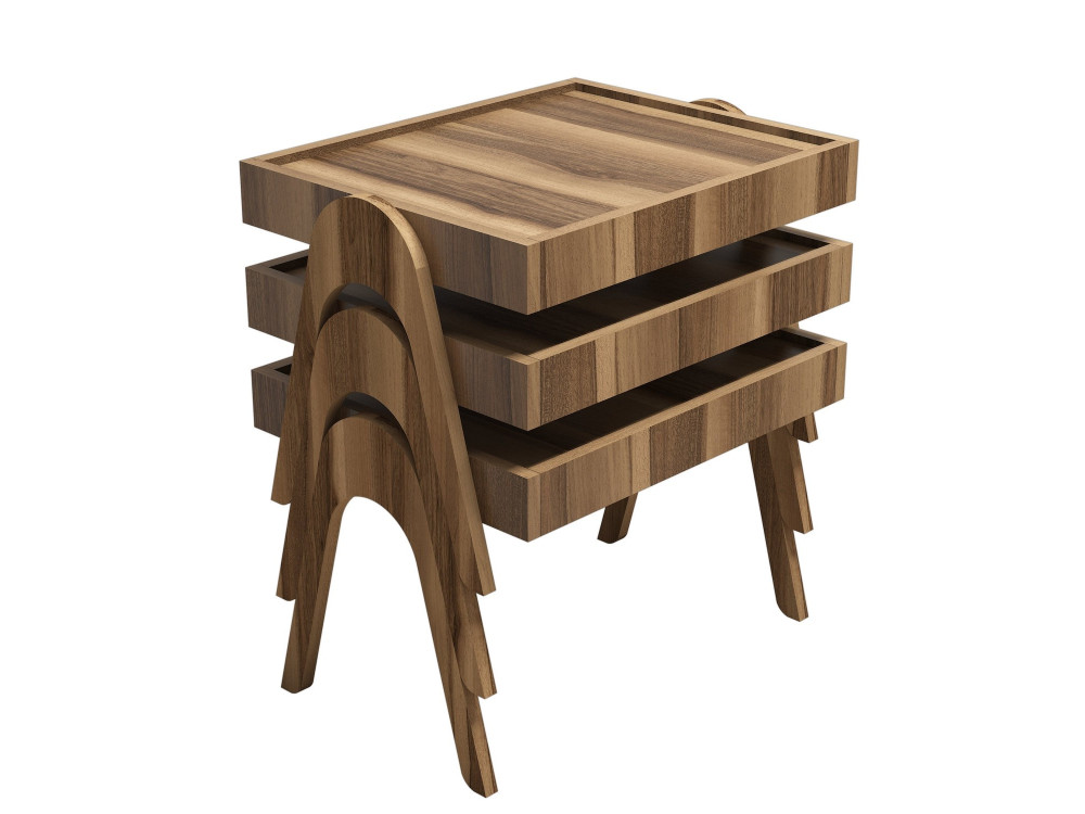 Set di 3 tavolini in legno "Roma" - 54 x 40 x 64 cm - Brown