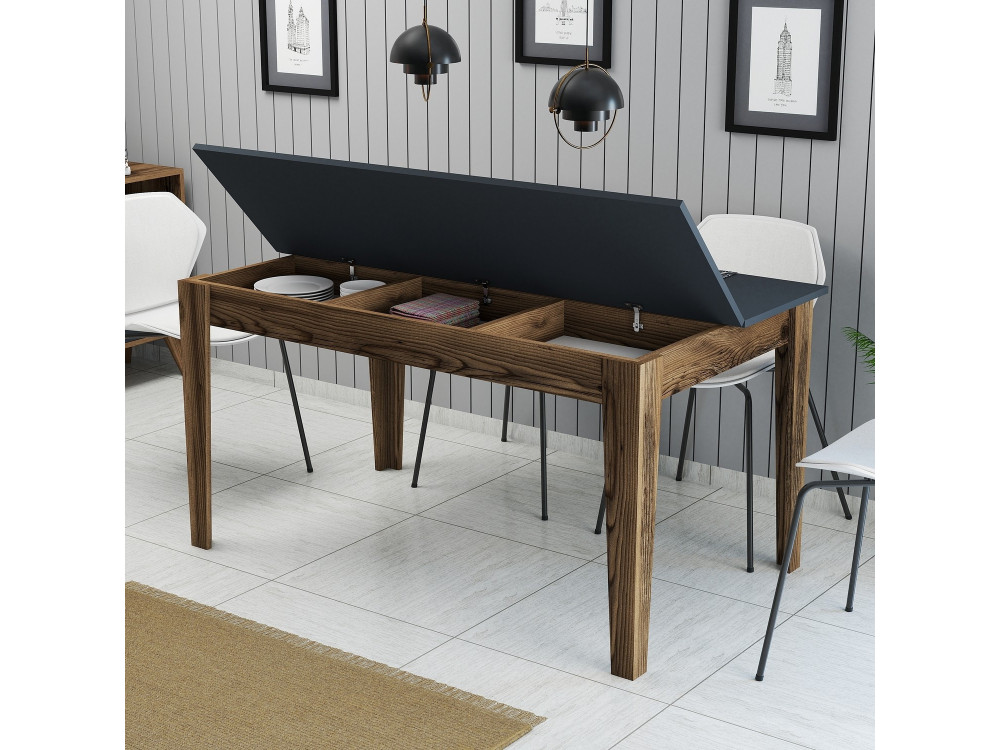 Tavolo da pranzo in legno "Milan500" - 145 x 88 x 75 cm - Grigio antracite