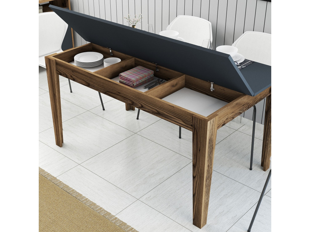 Tavolo da pranzo in legno "Milan500" - 145 x 88 x 75 cm - Grigio antracite