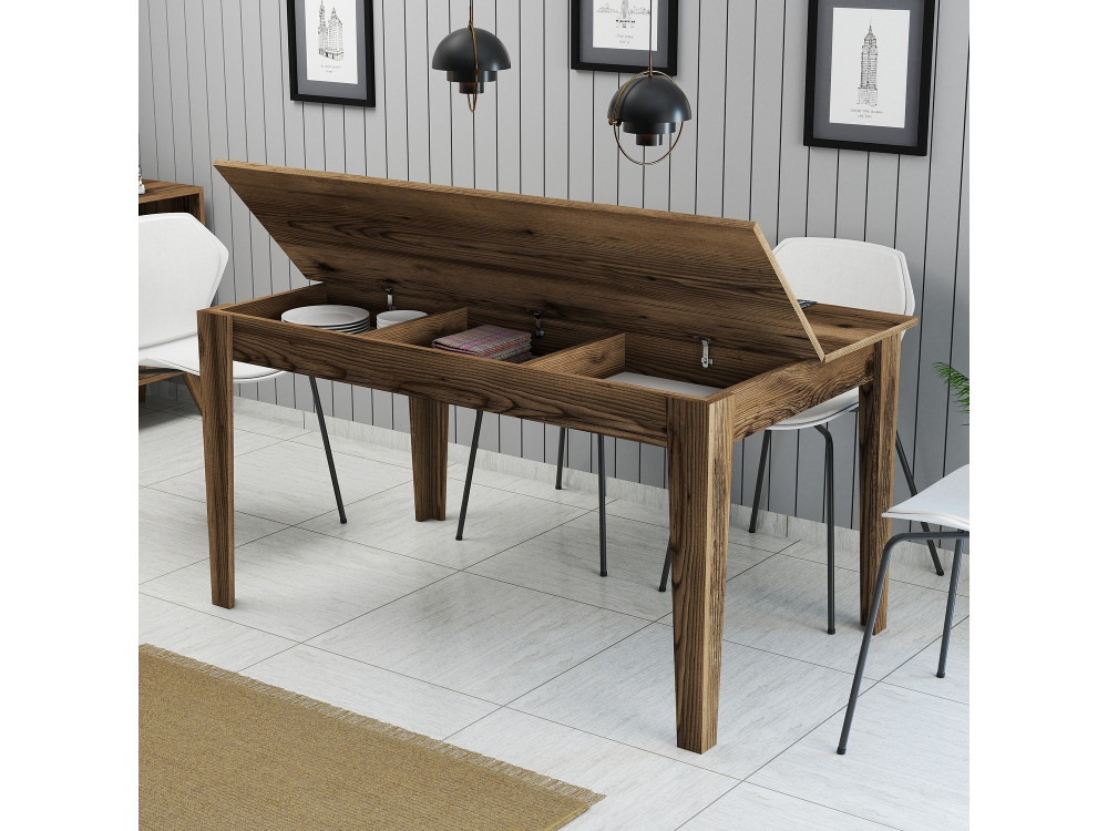 Tavolo da pranzo in legno "Milan500" - 145 x 88 x 75 cm - Marrone