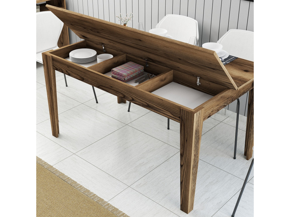 Tavolo da pranzo in legno "Milan500" - 145 x 88 x 75 cm - Marrone