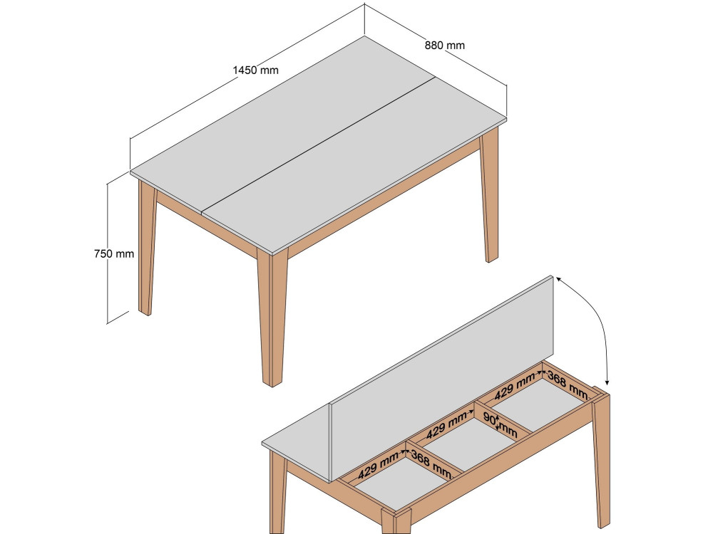 Tavolo da pranzo in legno "Milan500" - 145 x 88 x 75 cm - Marrone