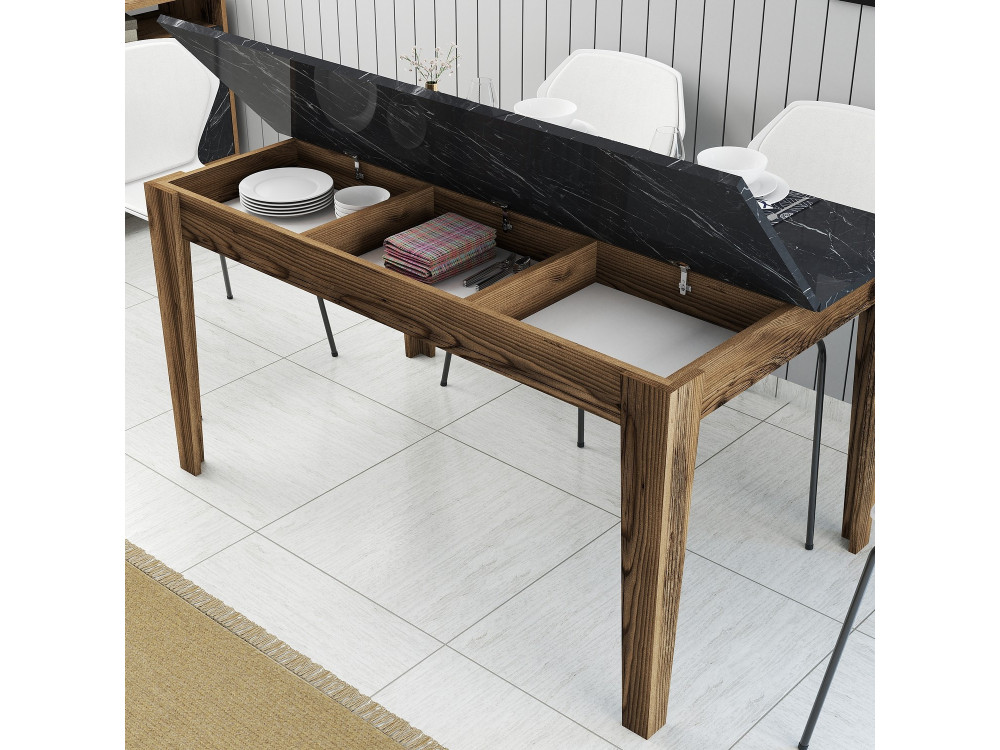 Tavolo da pranzo in legno "Milan500" - 145 x 88 x 75 cm - Nero