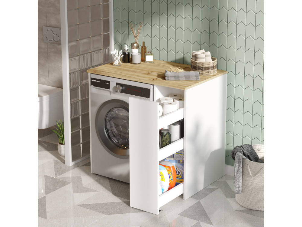 Mobile lavatrice in legno "SA1" - 93 x 60 x 88 cm - Bianco