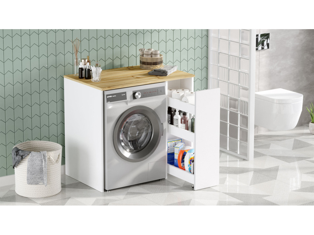 Mobile lavatrice in legno "SA1" - 93 x 60 x 88 cm - Bianco