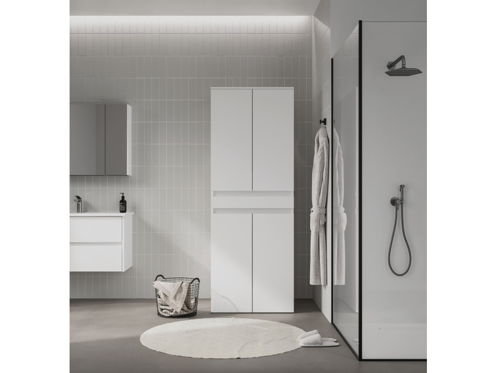 Mobile per lavatrice "Neve 70" - 70 x 73 x 193 cm - Bianco opaco