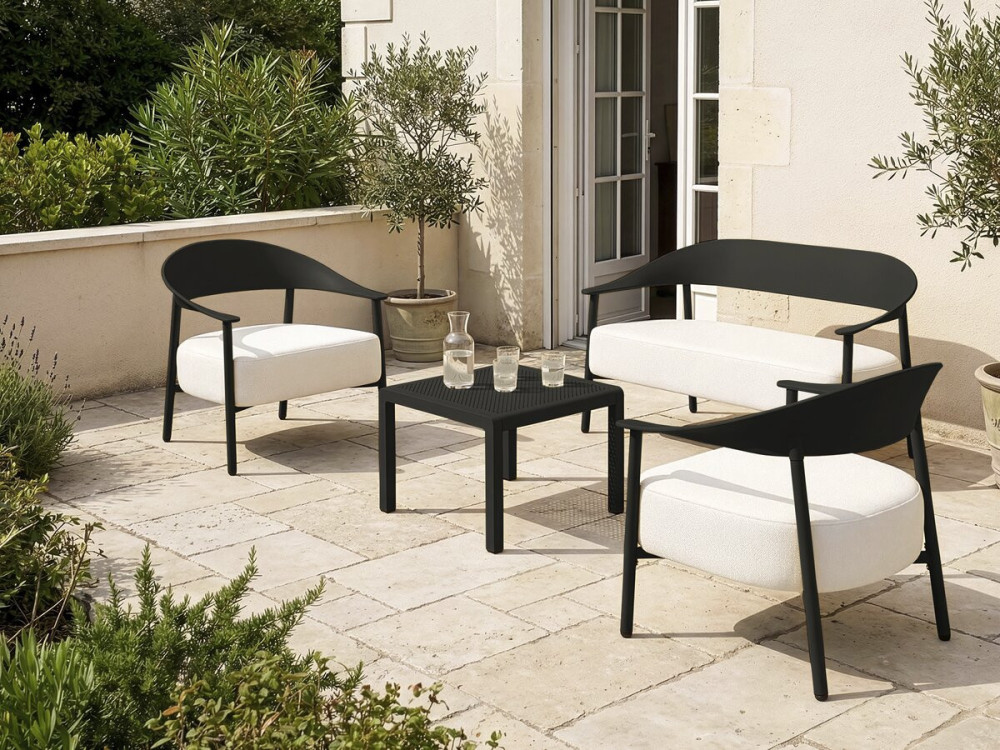 Divano da giardino in plastica e metallo "Céora" - 2 posti - Nero