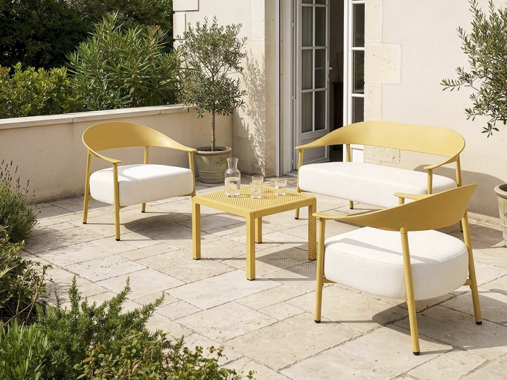 Divano da giardino in plastica e metallo "Céora" - 2 posti - Giallo