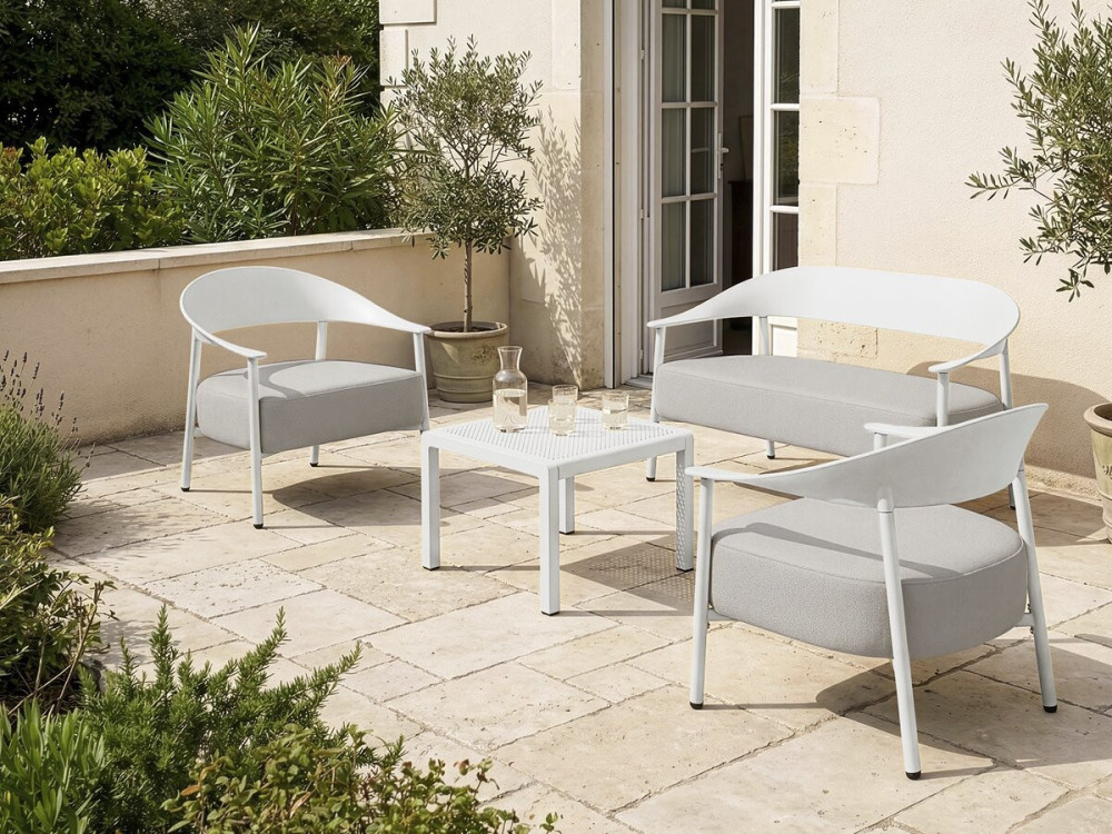 Divano da giardino in plastica e metallo "Céora" - 2 posti - Bianco
