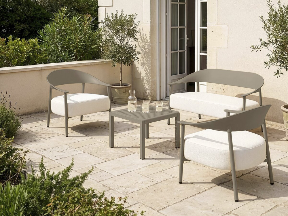 Divano da giardino in plastica e metallo "Céora" - 2 posti - Taupe