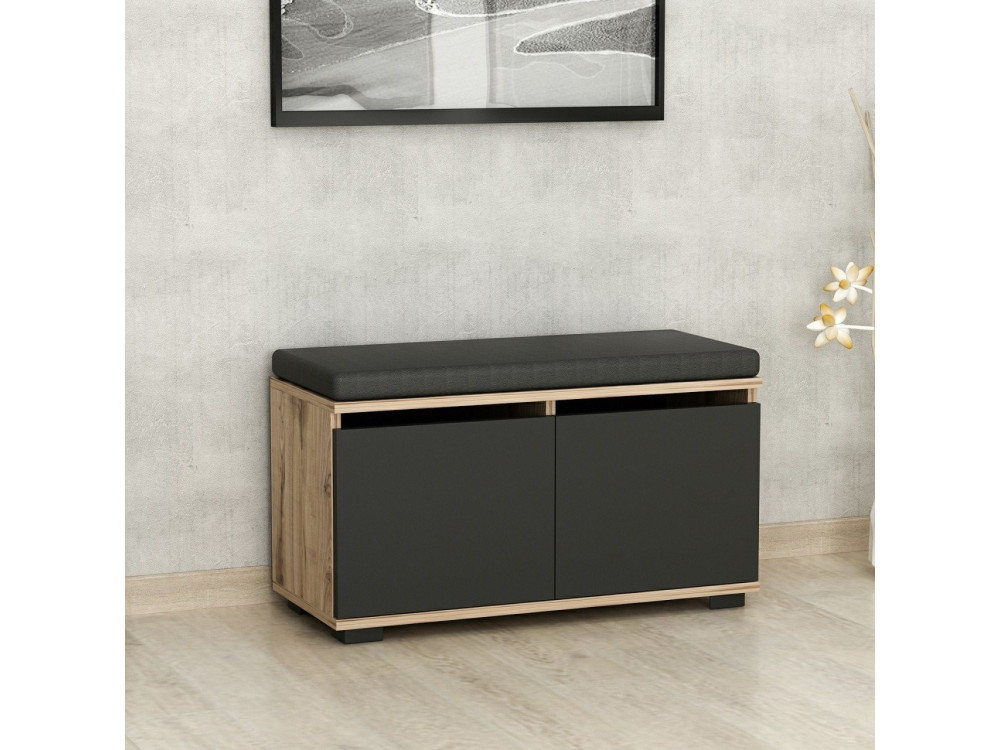 Scarpiera in legno "Drago" - 80 x 35 x 42 cm - Grigio antracite
