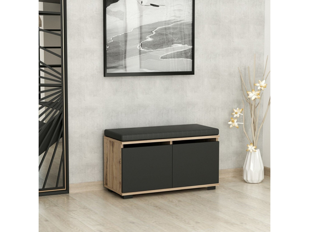 Scarpiera in legno "Drago" - 80 x 35 x 42 cm - Grigio antracite