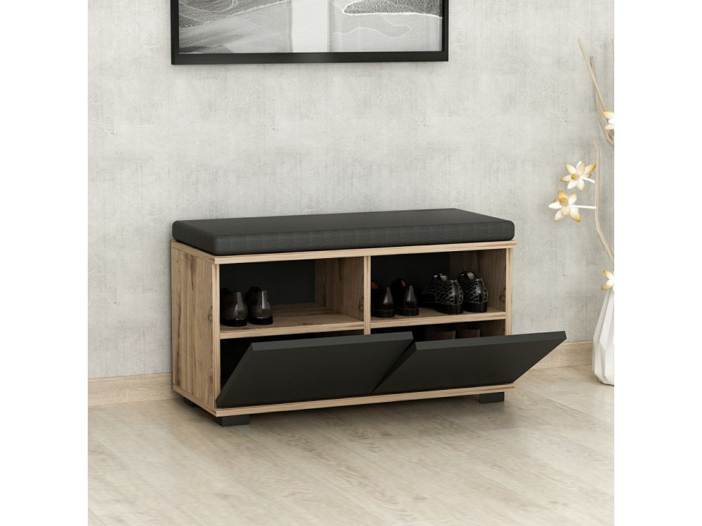 Scarpiera in legno "Drago" - 80 x 35 x 42 cm - Grigio antracite