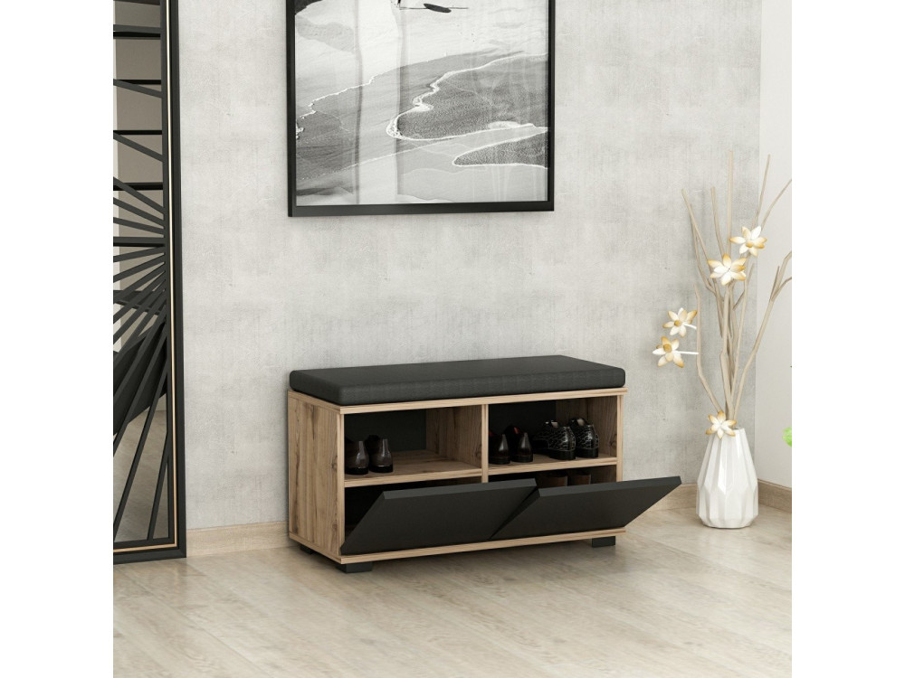 Scarpiera in legno "Drago" - 80 x 35 x 42 cm - Grigio antracite