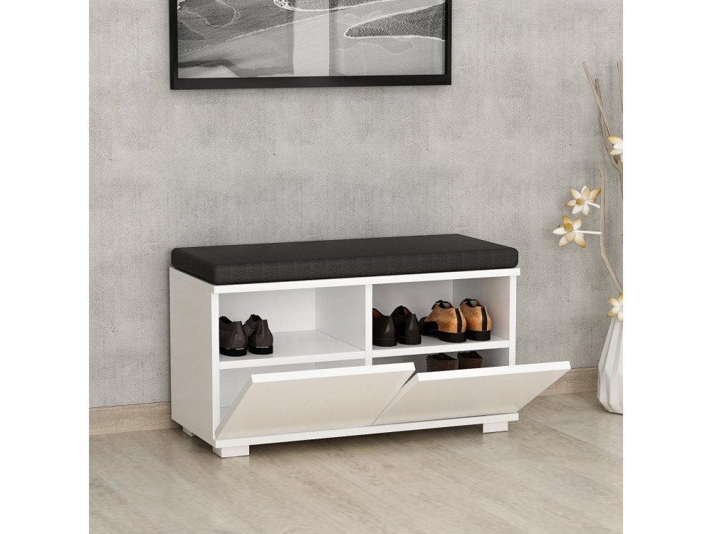 Scarpiera in legno "Drago" - 80 x 35 x 42 cm - Bianco