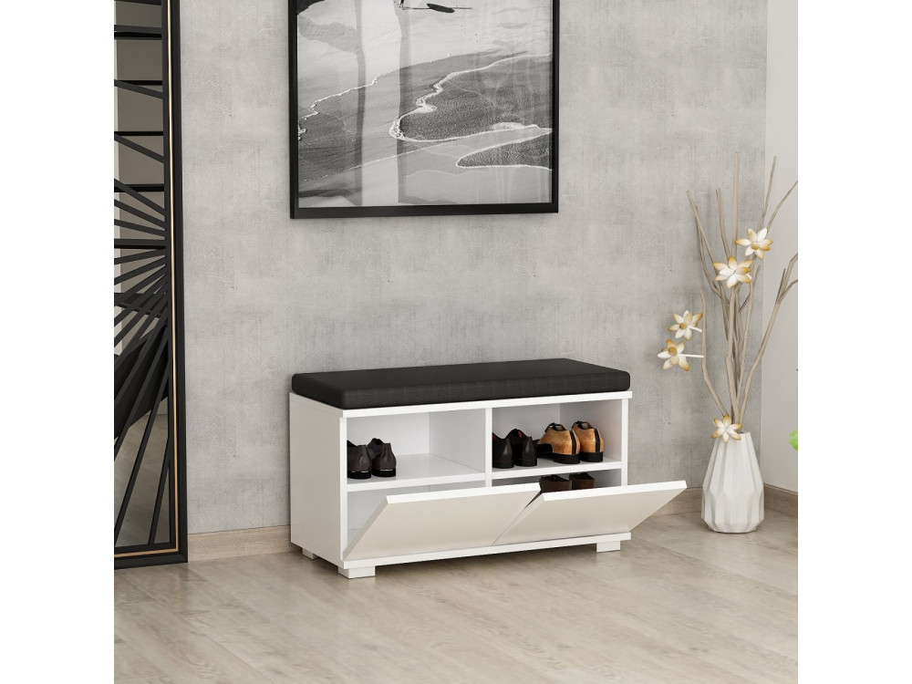 Scarpiera in legno "Drago" - 80 x 35 x 42 cm - Bianco