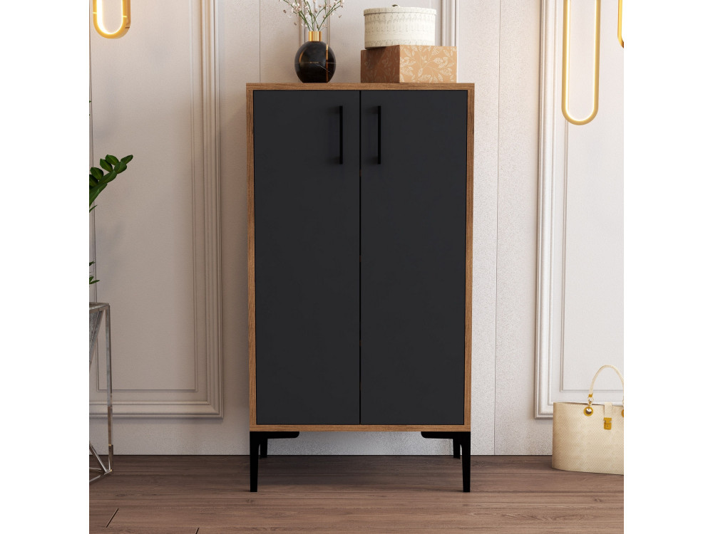 Scarpiera in legno "Prag" - 60 x 35 x 111 cm - Grigio antracite