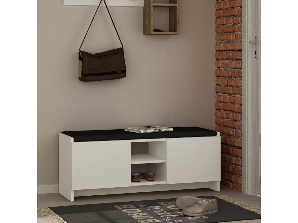 Scarpiera in legno "Zulla" - 110 x 37 x 43 cm - Bianco