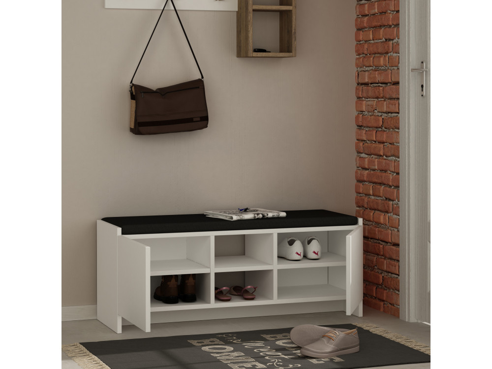 Scarpiera in legno "Zulla" - 110 x 37 x 43 cm - Bianco