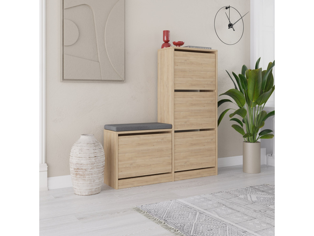 Scarpiera in legno "Dude" - 105 x 26 x 118 cm - Marrone