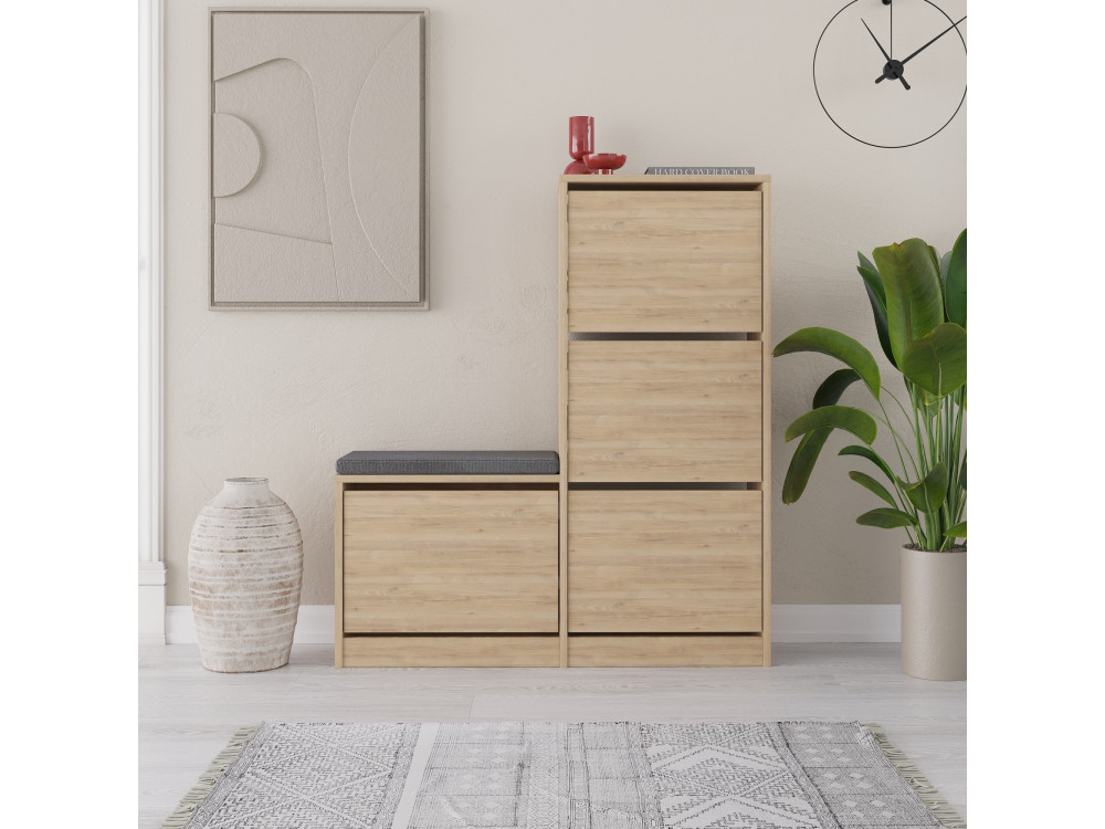 Scarpiera in legno "Dude" - 105 x 26 x 118 cm - Marrone