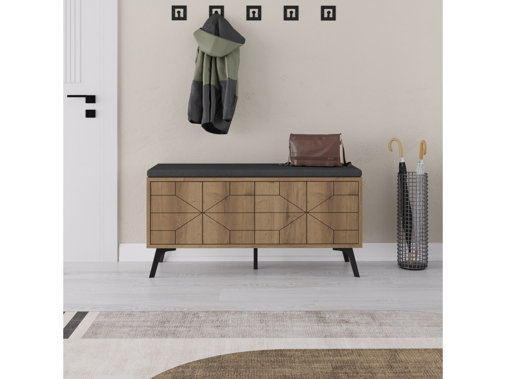 Scarpiera in legno "Dune" - 107 x 35 x 55 cm - Marrone