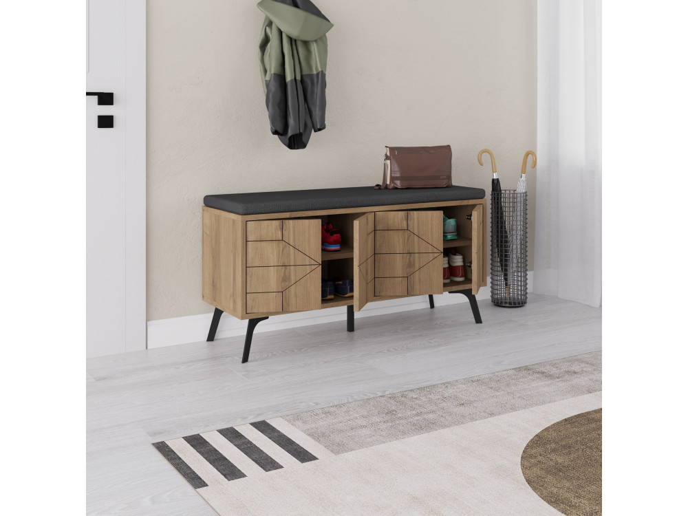 Scarpiera in legno "Dune" - 107 x 35 x 55 cm - Marrone