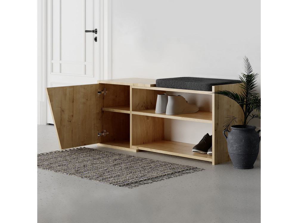Scarpiera in legno "Fiona" - 104 x 37 x 47 cm - Beige