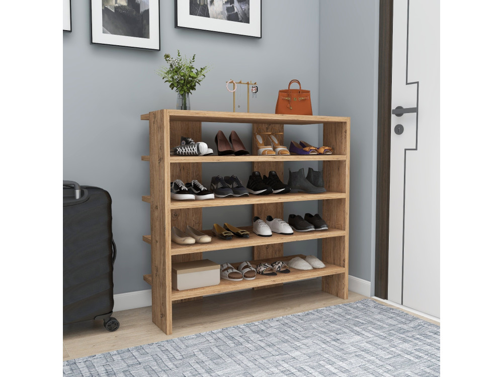 Scarpiera in legno "Sargel" - 75 x 31 x 72 cm - Marrone