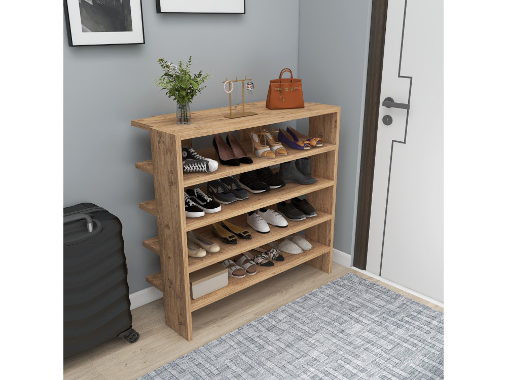 Scarpiera in legno "Sargel" - 75 x 31 x 72 cm - Marrone