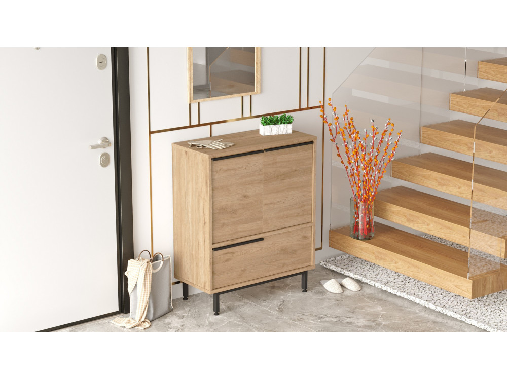 Scarpiera in legno "Calvin" - 74 x 35 x 90 cm - Marrone