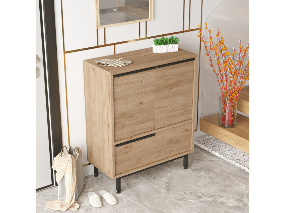 Scarpiera in legno "Calvin" - 74 x 35 x 90 cm - Marrone