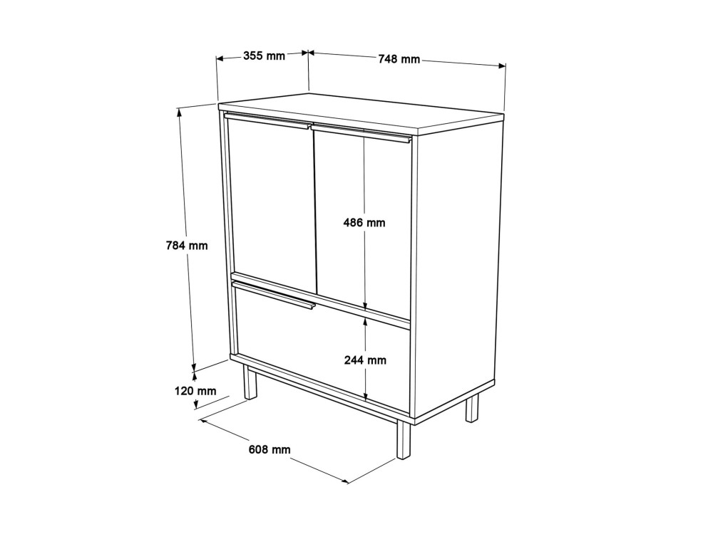 Scarpiera in legno "Calvin" - 74 x 35 x 90 cm - Marrone