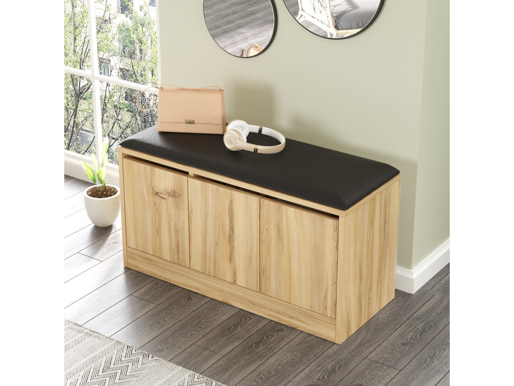 Scarpiera in legno "Mirko" - 90 x 35 x 45 cm - Beige