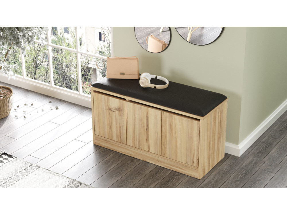 Scarpiera in legno "Mirko" - 90 x 35 x 45 cm - Beige