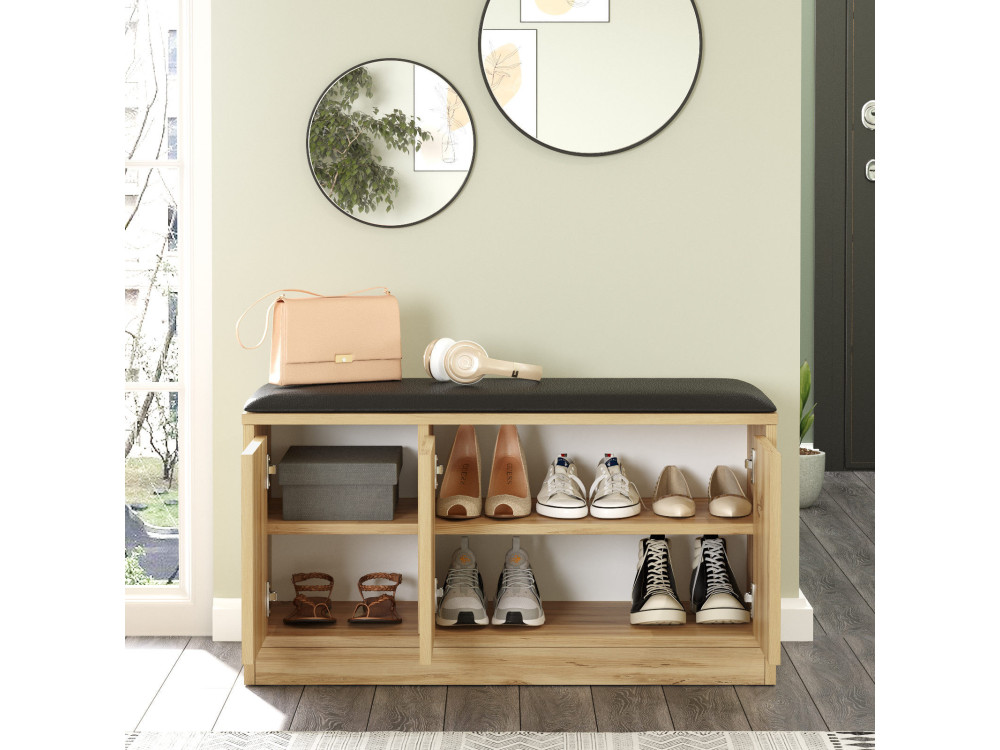 Scarpiera in legno "Mirko" - 90 x 35 x 45 cm - Beige