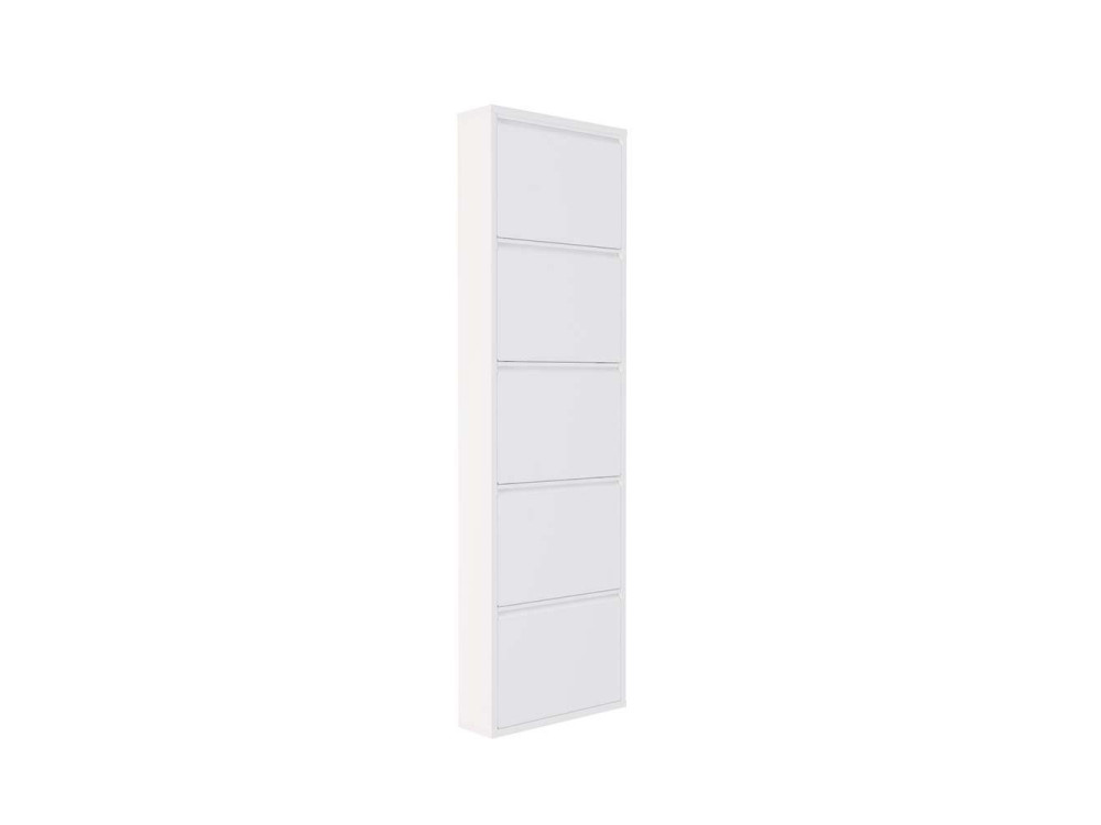 Scarpiera in metallo "Ayse" - 50 x 15 x 169 cm - Bianco