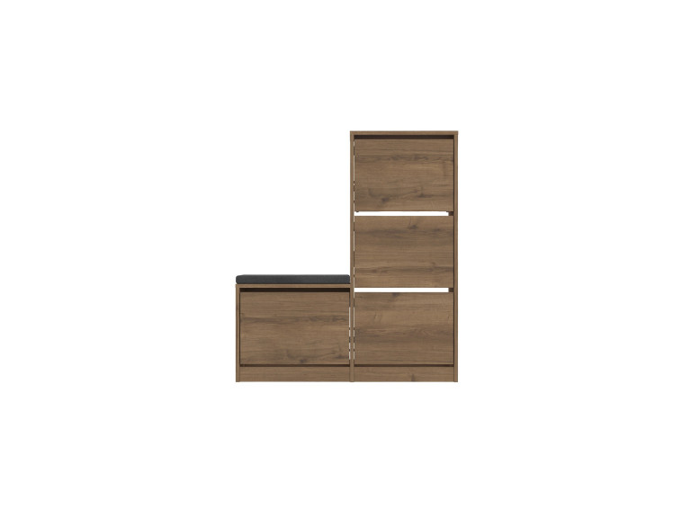 Scarpiera "Dude" con seduta in legno - 105 x 26 x 118 cm - Marrone