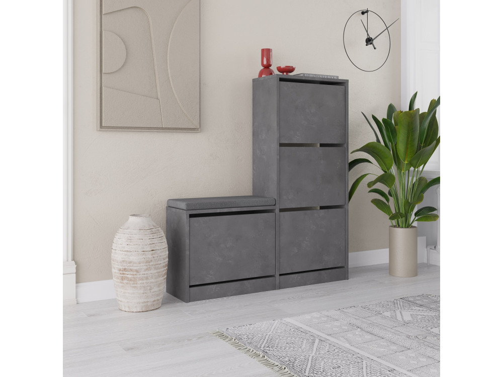 Scarpiera in legno "Dude" - 105 x 26 x 118 cm - Grigio